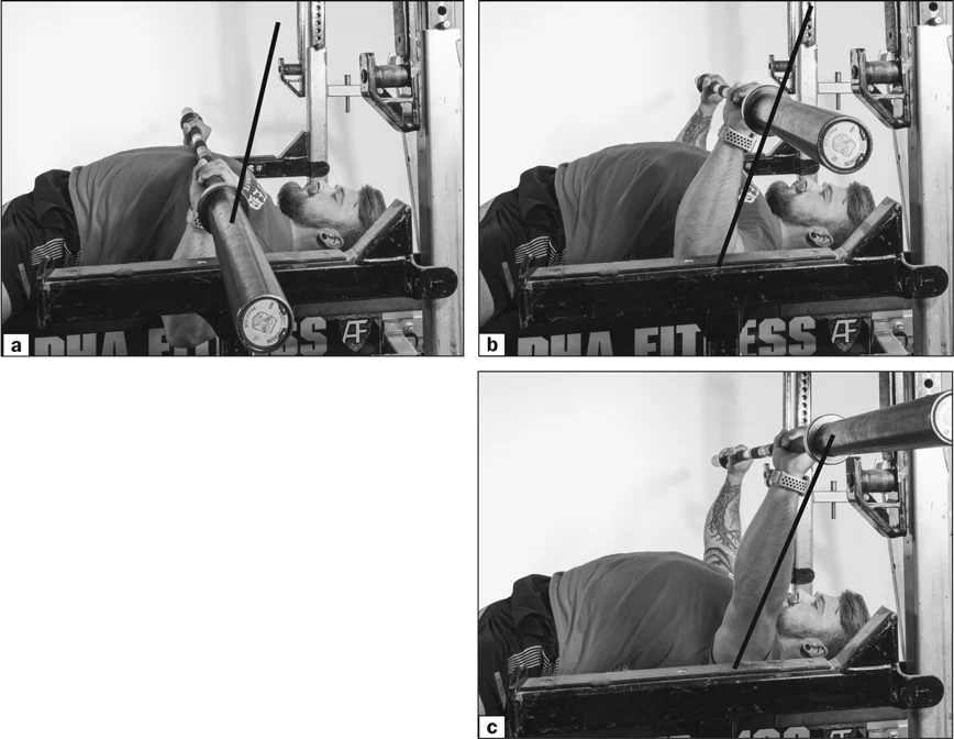 FIGURE 4.2 Vertical and back bar path in the bench press.