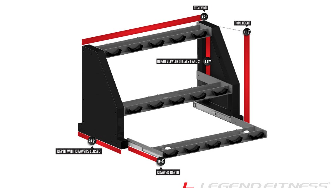 Legend Fitness Short Sliding Shelf Pro Dumbbell Rack